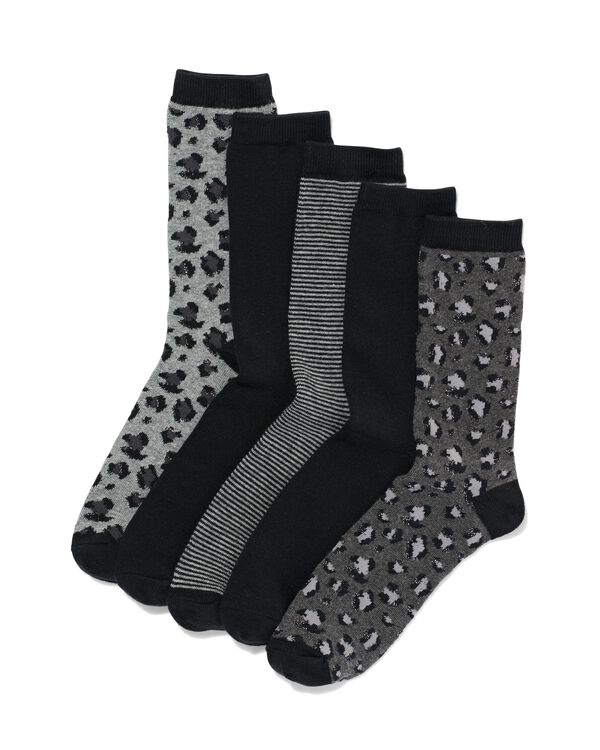 5 paires de chaussettes femme avec du coton gris chiné gris chiné - 1000028895 - HEMA