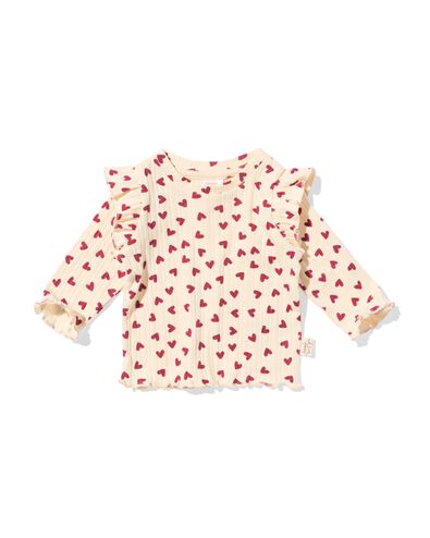 Newborn-T-Shirt gerippt, Herzen ecru ecru - 33446120ECRU - HEMA