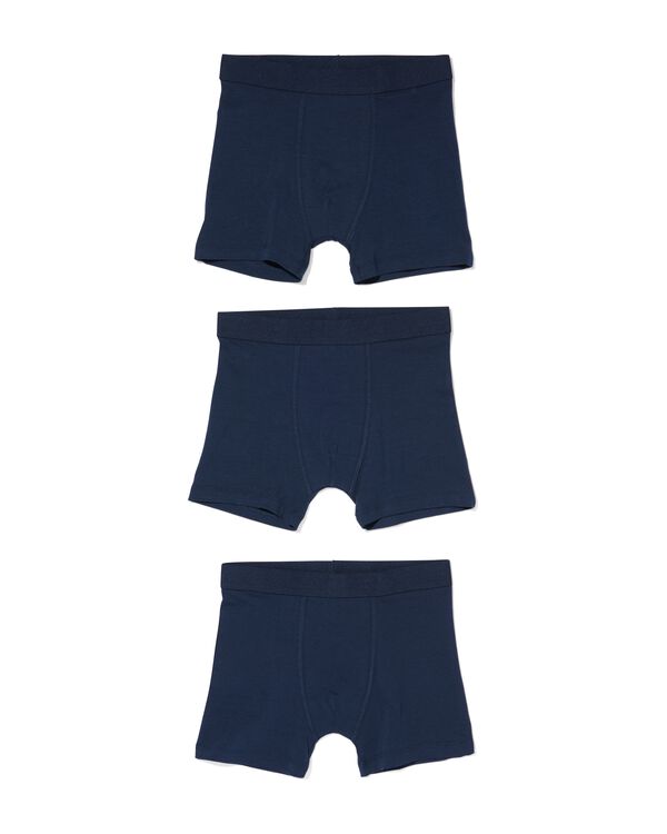 3 boxers basic enfant coton stretch bleu bleu - 19200189BLUE - HEMA