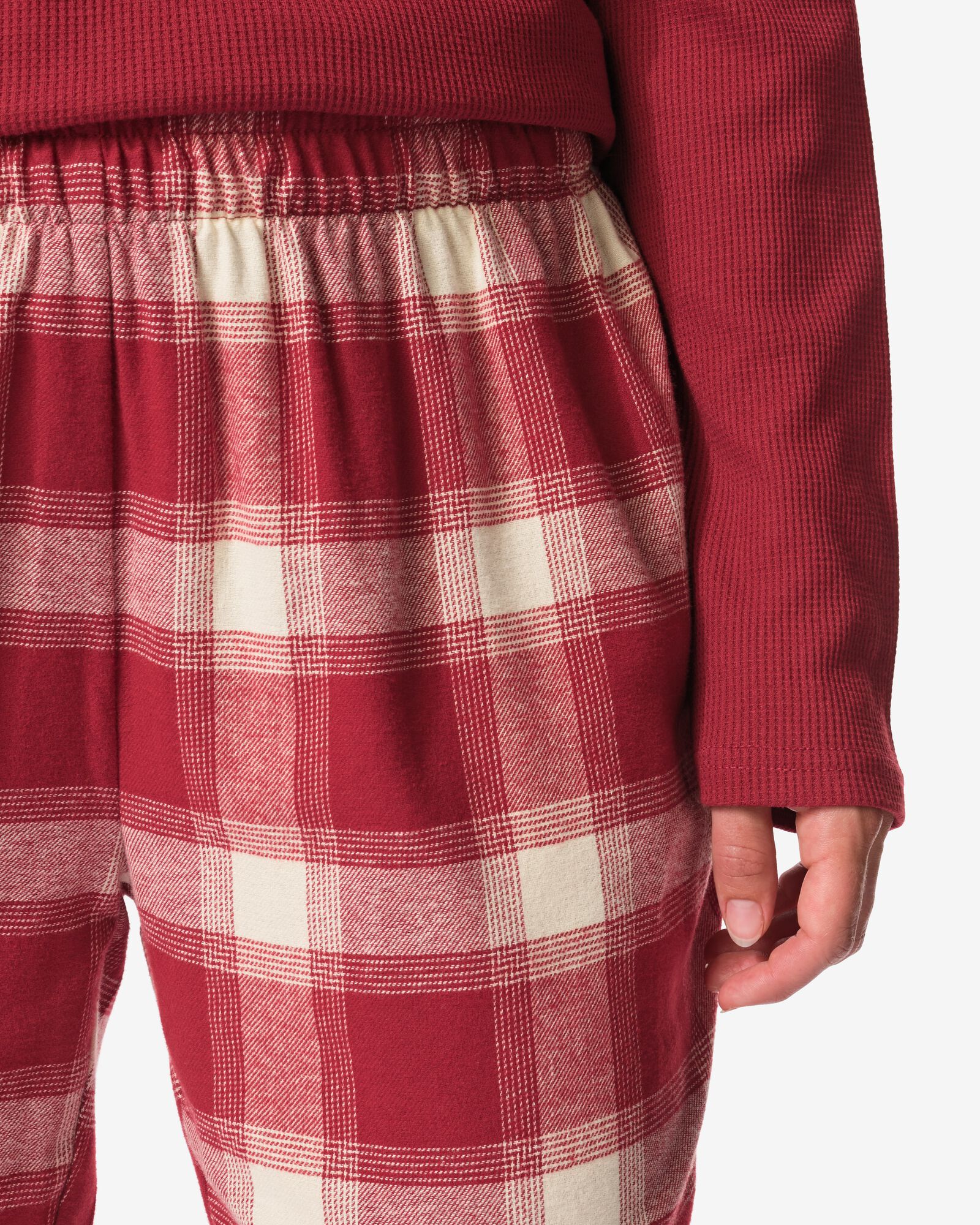 damespyjama flanel ruiten donkerrood donkerrood - 23401000DARKRED - HEMA