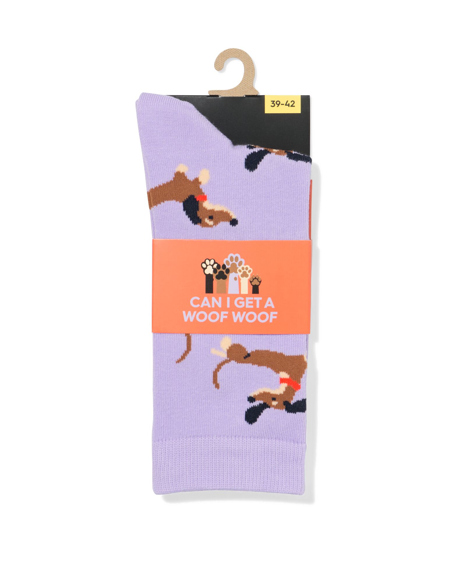 Socken f&uuml;r Erwachsene &bdquo;Can I Get A Woof Woof&ldquo; lavendel lavendel - 4100260LAVENDER - HEMA