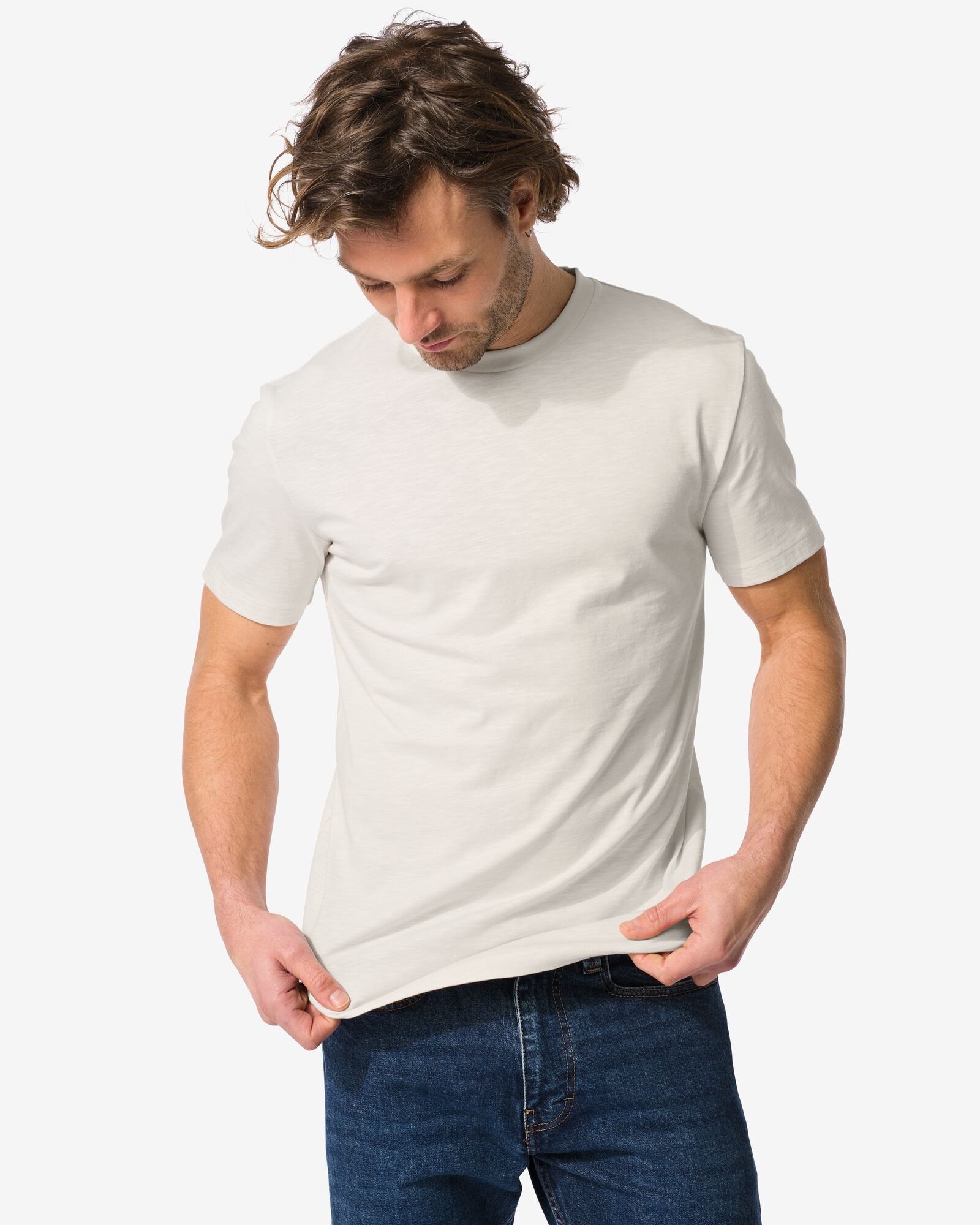 T-shirt homme Lorenzo blanc cass&eacute; - 2140610OFFWHITE - HEMA