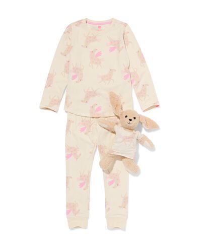 kinderpyjama met poppenpyjama eenhoorn gebroken wit gebroken wit - 23000340OFFWHITE - HEMA