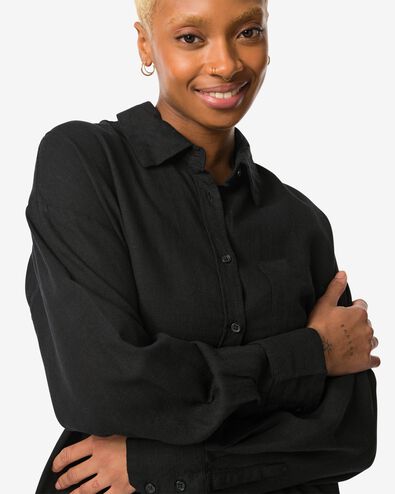 robe chemise femme Lizzy avec lin noir - 1000030572 - HEMA