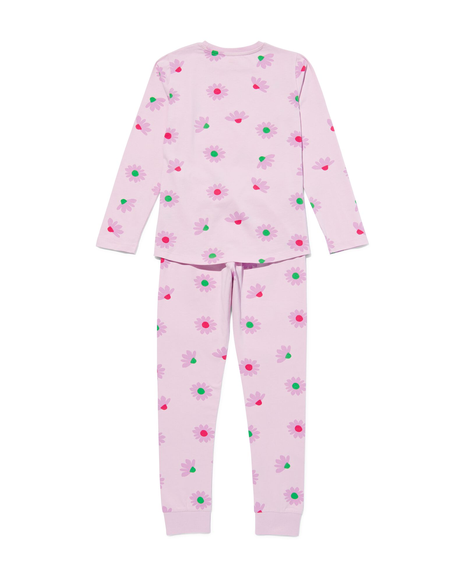 pyjama enfant coton stretch fleurs lilas - 23011580LILAC - HEMA