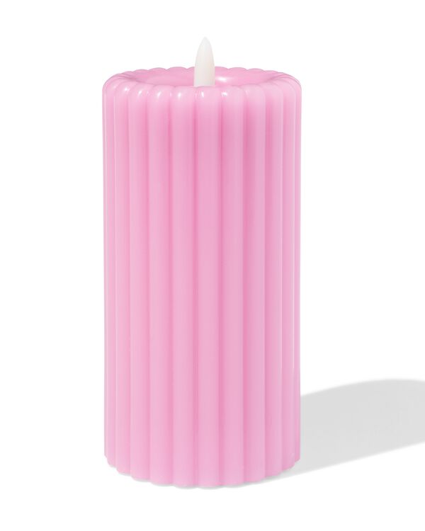 bougie led ⌀7,5x15cm nervur&eacute;e vieux rose - 13550130 - HEMA