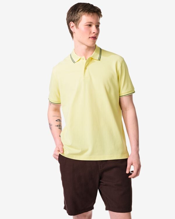 herenpolo Denton piqu&eacute; lichtgeel lichtgeel - 2140560LIGHTYELLOW - HEMA