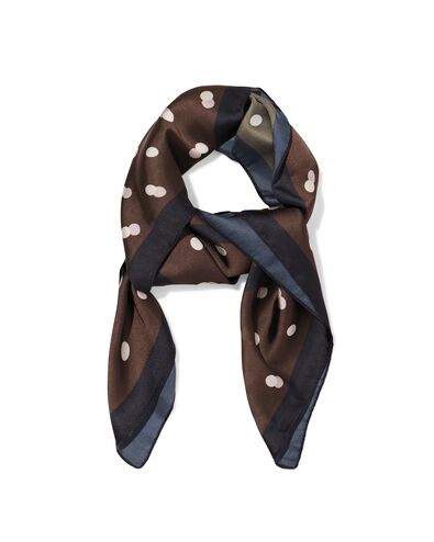 damessjaal 80x80cm satijn stippen bruin-zwart - 1760184 - HEMA