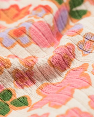 Kinder-T-Shirt gerippt mit Blumen lavendel - 30859001LAVENDER - HEMA