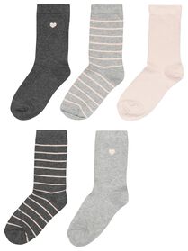 5 paires de chaussettes femme riches en coton gris chiné gris chiné - 1000025634 - HEMA