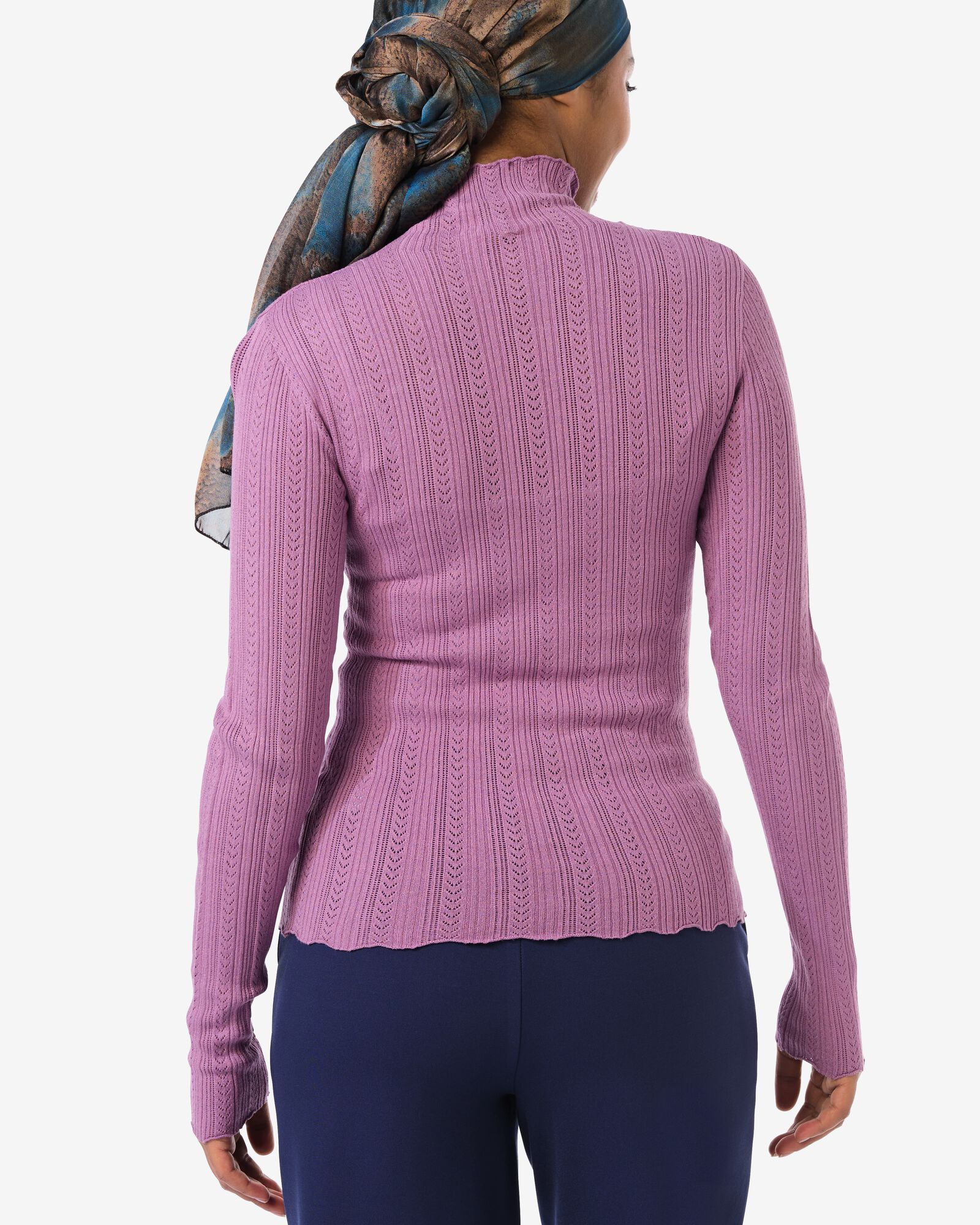 dames T-shirt Charlie pointelle paars paars - 36206240PURPLE - HEMA