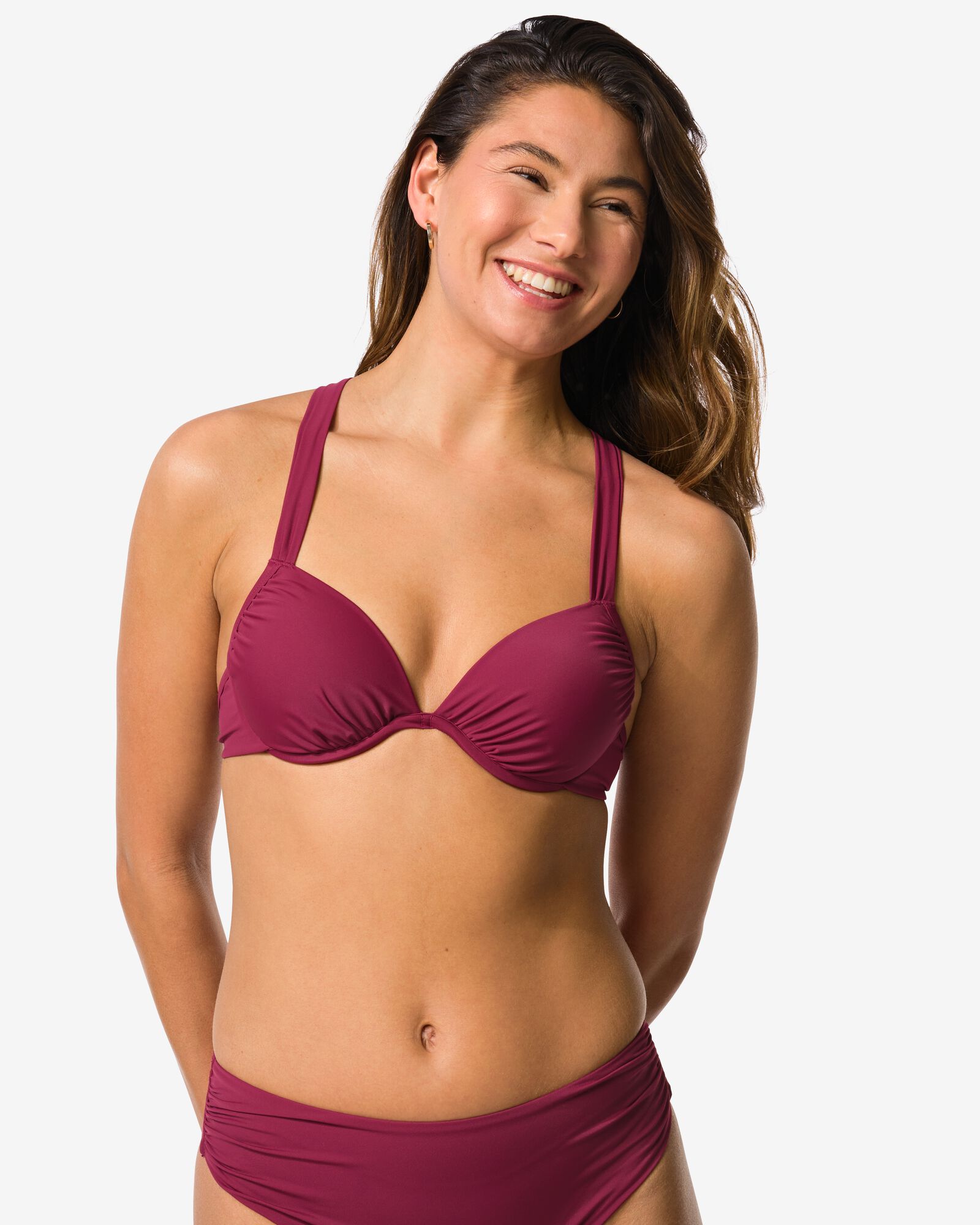 Damen-Bikinioberteil Isa, Push-up, aus Polyamid dunkelrot dunkelrot - 22360310DARKRED - HEMA