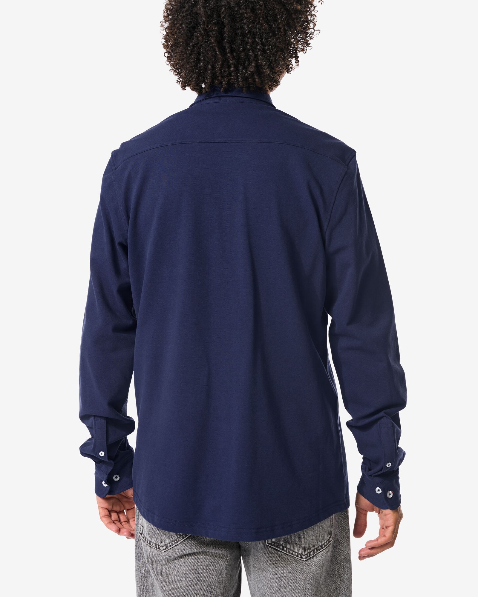 chemise homme Billy piqué bleu foncé bleu foncé - 2101750DARKBLUE - HEMA