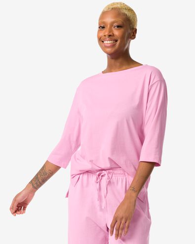 t-shirt de nuit femme avec coton rose fluorescent L - 23470193 - HEMA