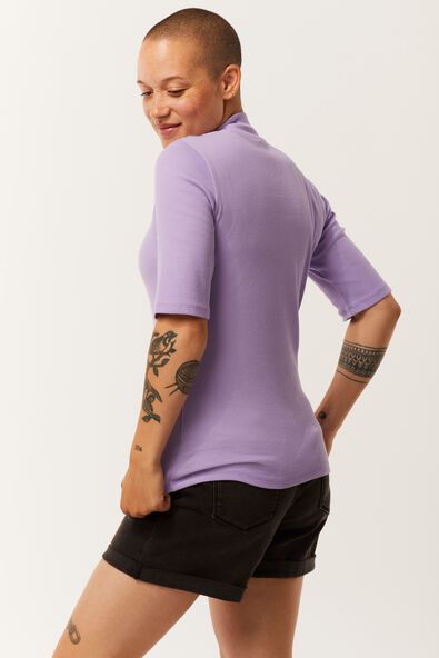 Damen-T-Shirt Clara, gerippt violett - 1000028273 - HEMA