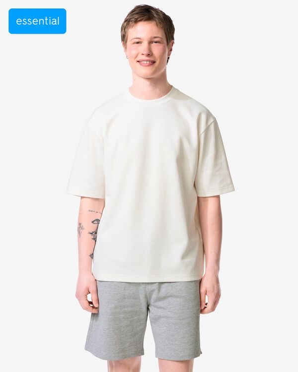 heren T-shirt Job oversized fit gebroken wit gebroken wit - 2179020OFFWHITE - HEMA