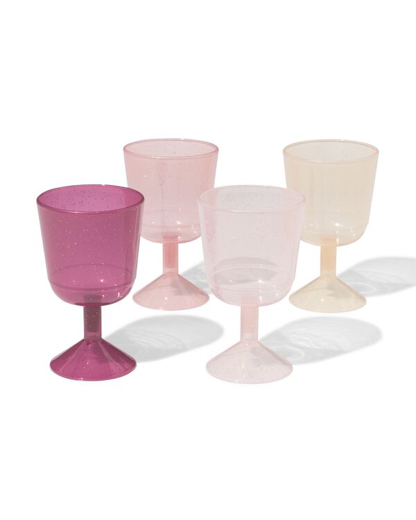 verres &agrave; vin r&eacute;utilisables paillet&eacute;s - 4 pi&egrave;ces - 14250307 - HEMA