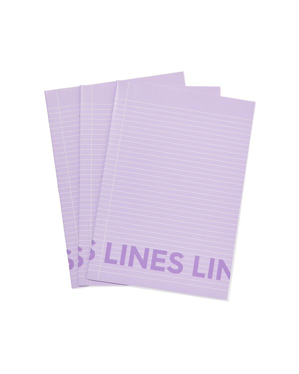 3 cahiers lilas A4 - lignés - 14120207 - HEMA