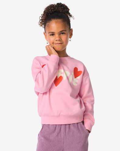 Kinderpullover aus Sweatstoff, Herzen rosa rosa - 30866505PINK - HEMA