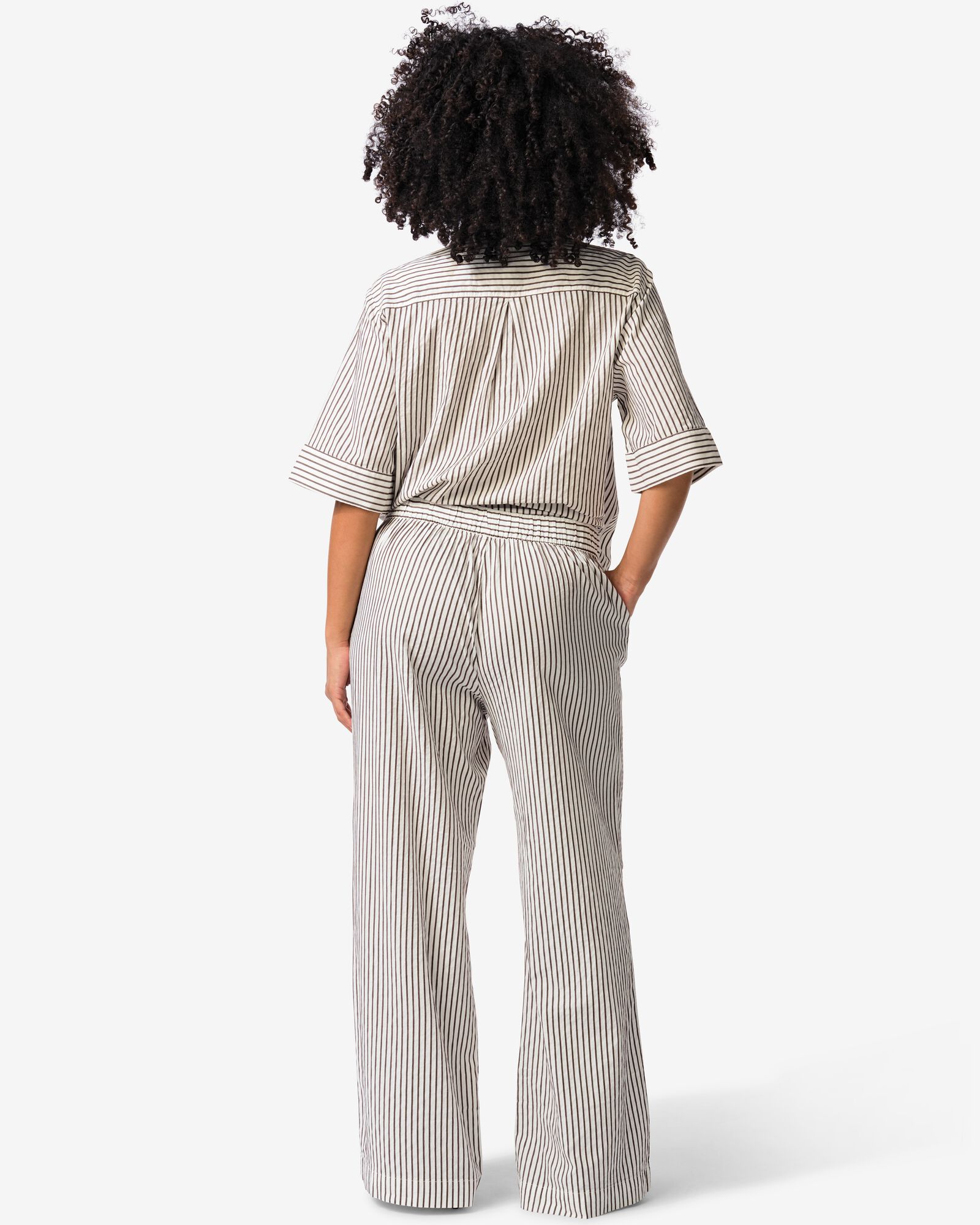 damesbroek Sally wide fit seersucker strepen - 36209051 - HEMA