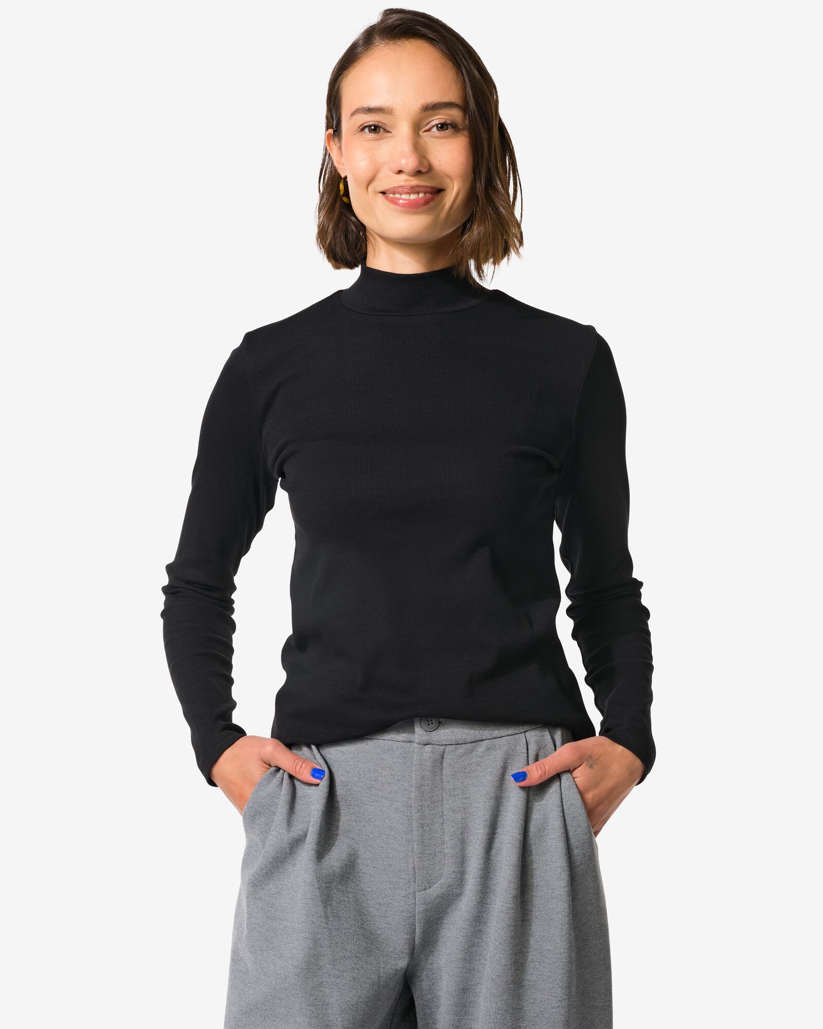 Damentop Clara gerippt schwarz schwarz - 36364870BLACK - HEMA