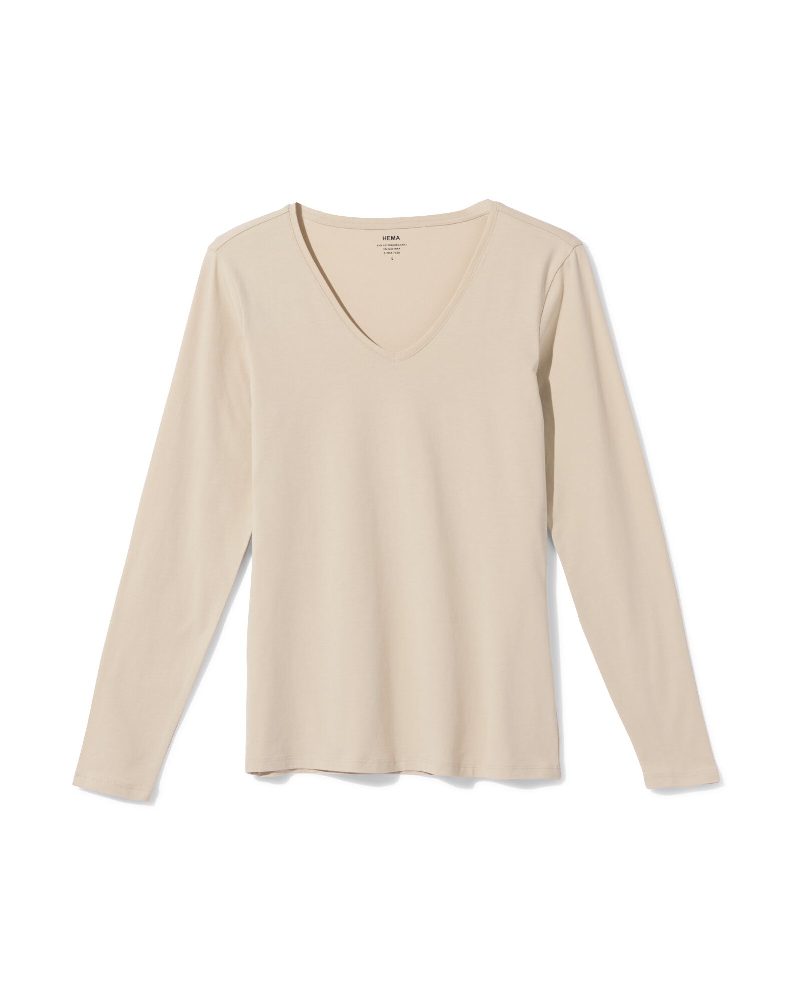 dames T-shirt slim fit v-hals zand zand - 36310980SAND - HEMA