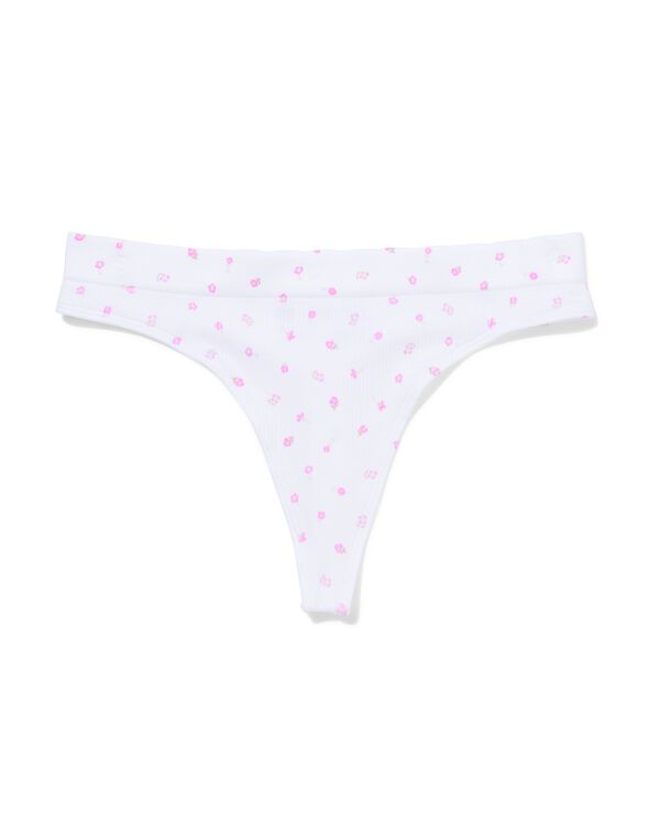 Damenstring, nahtlos, Rippenstruktur, gebl&uuml;mt wei&szlig; wei&szlig; - 19608644WHITE - HEMA