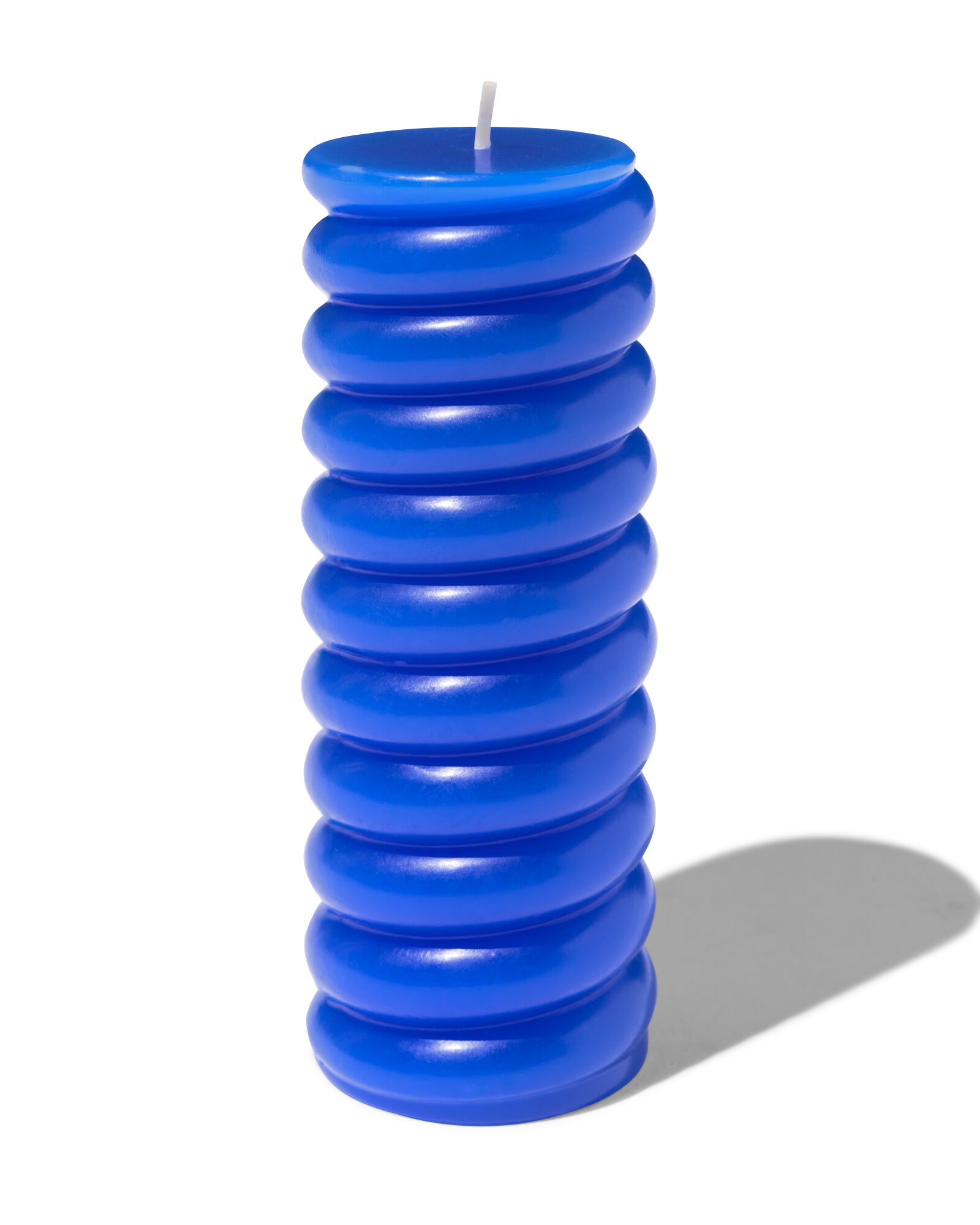 bougie cylindrique nervur&eacute;e 5,5 x 15 cm bleu - 13506106 - HEMA