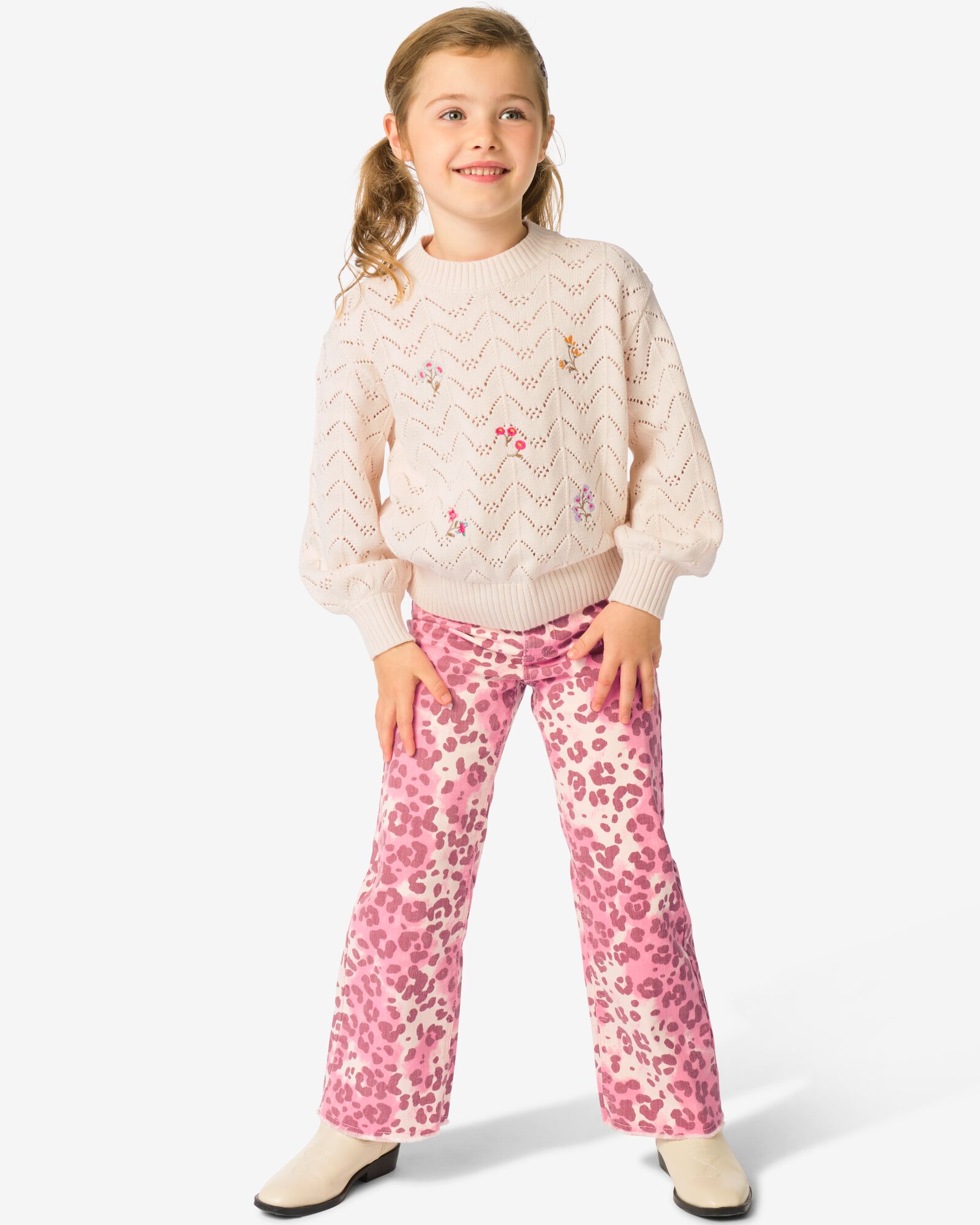 jean enfant large animaux rose rose - 30838404PINK - HEMA
