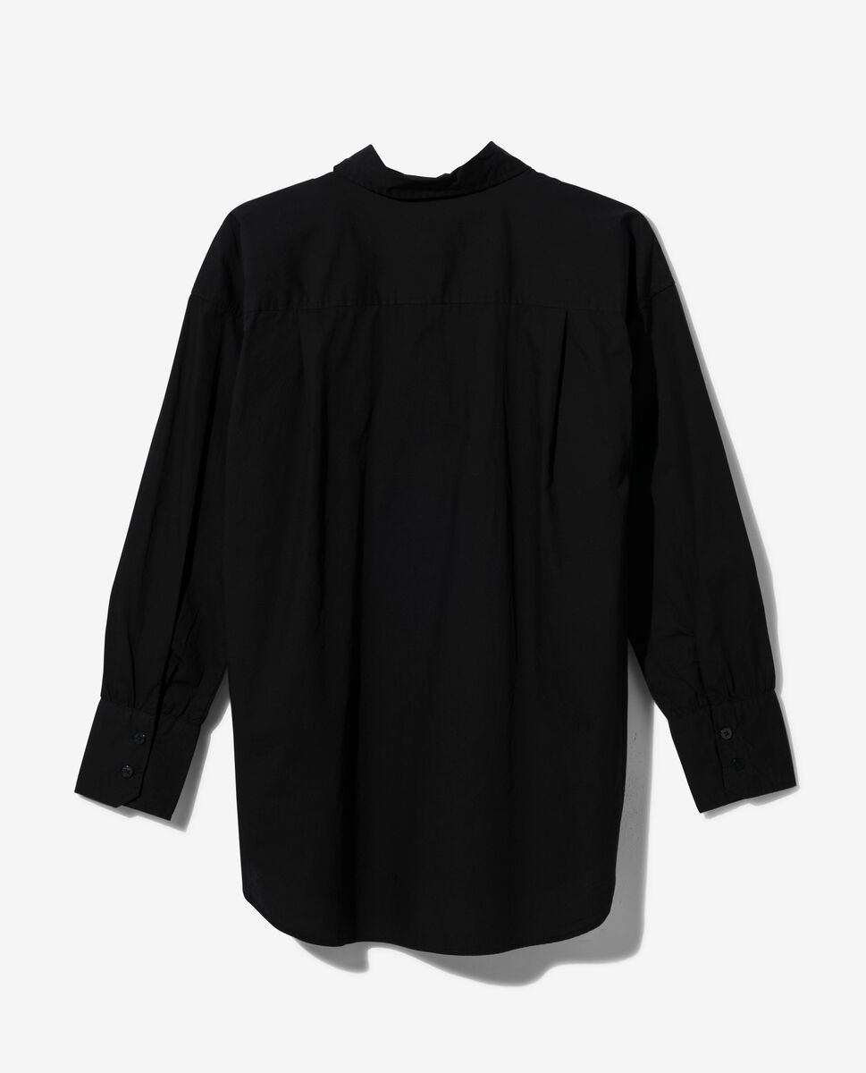 dames blouse poplin India zwart S - 36200581 - HEMA