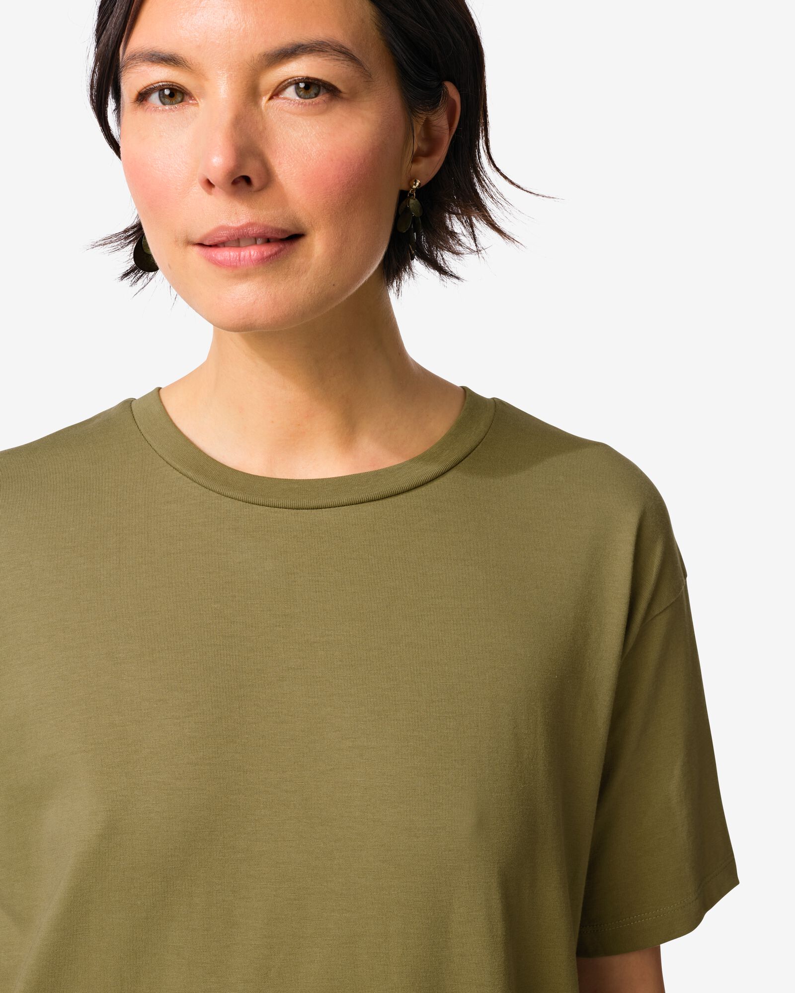 dames T-shirtjurk Larissa relaxed fit jersey groen groen - 36209450GREEN - HEMA