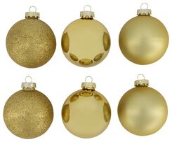 6 boules de Noël en verre doré Ø7 cm - 25103159 - HEMA