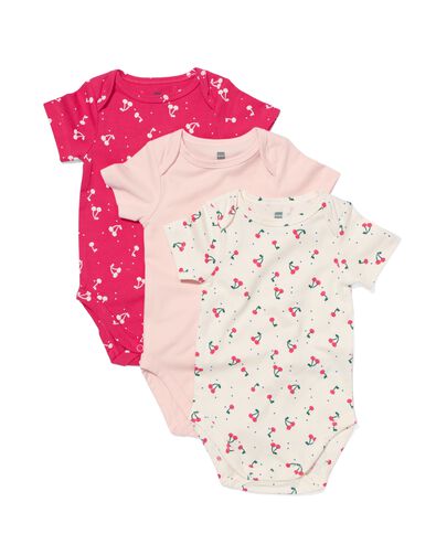 3 bodies en coton bio avec stretch rose - 33307130PINK - HEMA