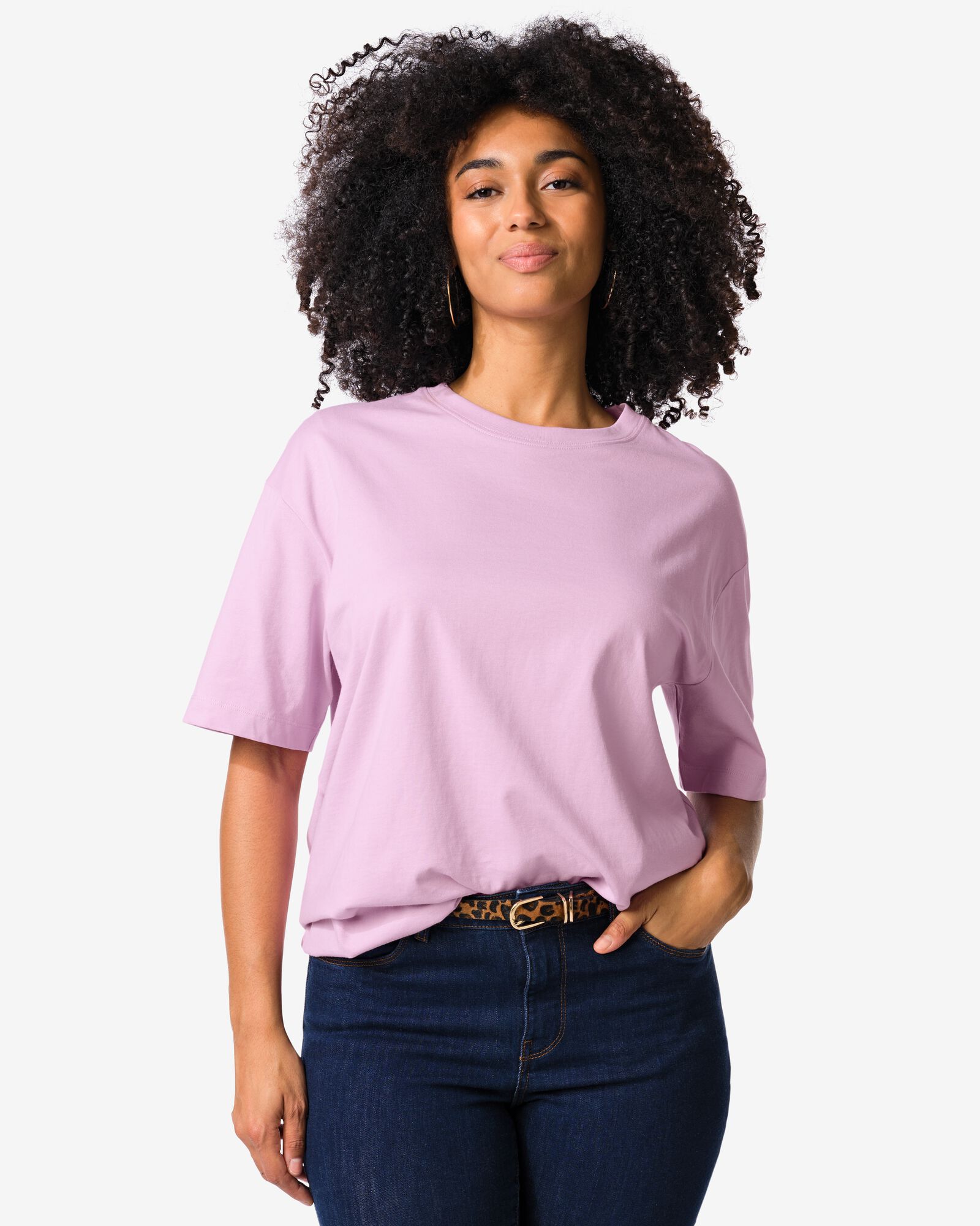 Damen-T-Shirt Do Oversized Fit lila lila - 36311470LILAC - HEMA