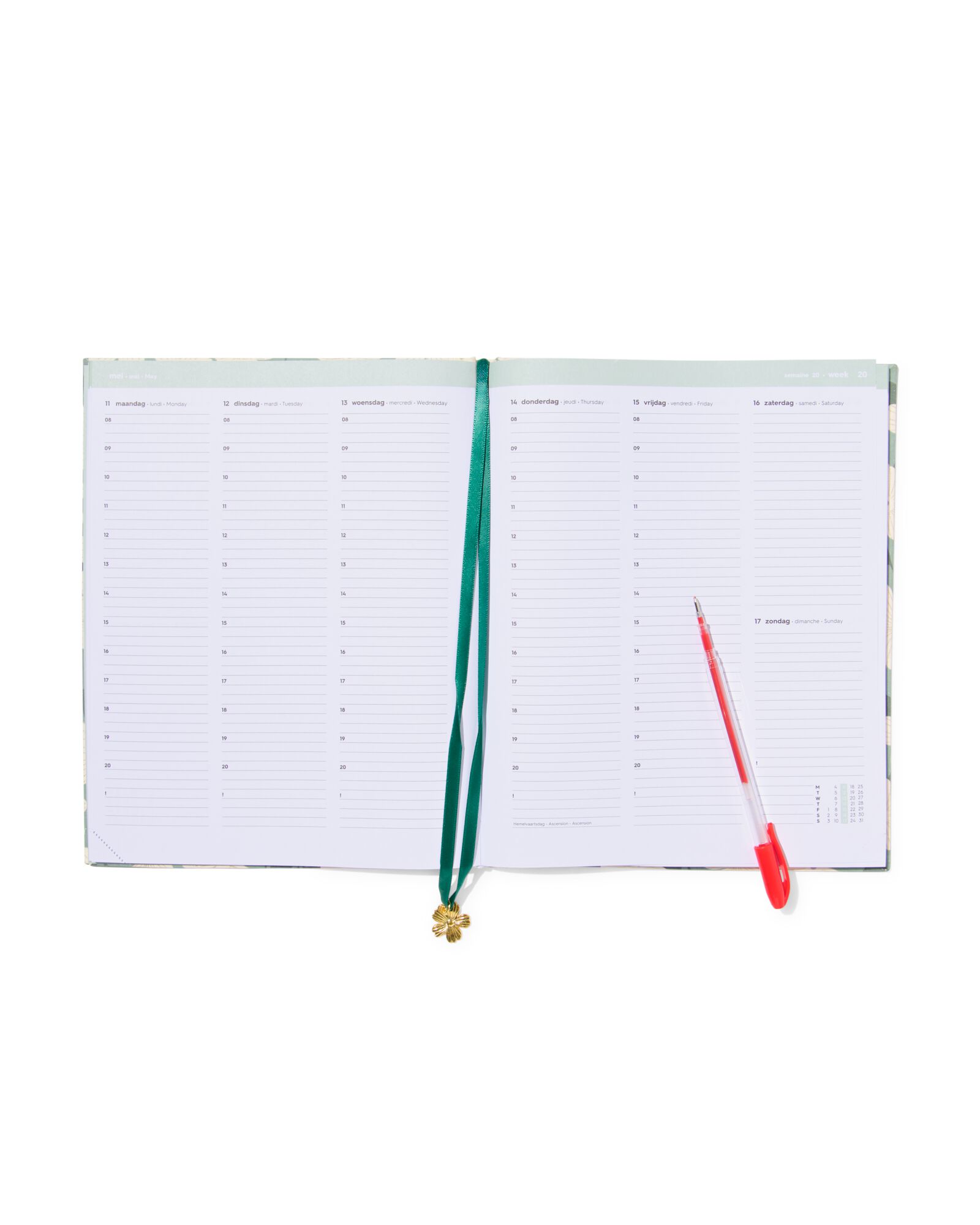 agenda de bureau 2026 26x21cm textile fleurs - 14500621 - HEMA