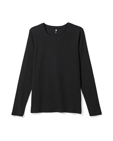 dames T-shirt Clara rib zwart zwart - 36364470BLACK - HEMA
