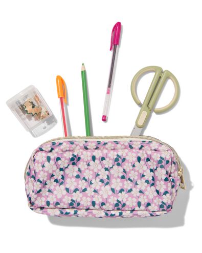 Federtasche mit doppeltem Rei&szlig;verschluss, 22 x 6 x 10 cm, Blume - 14400460 - HEMA