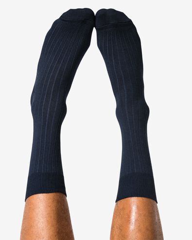 herensokken strepen  donkerblauw donkerblauw - 4104605DARKBLUE - HEMA