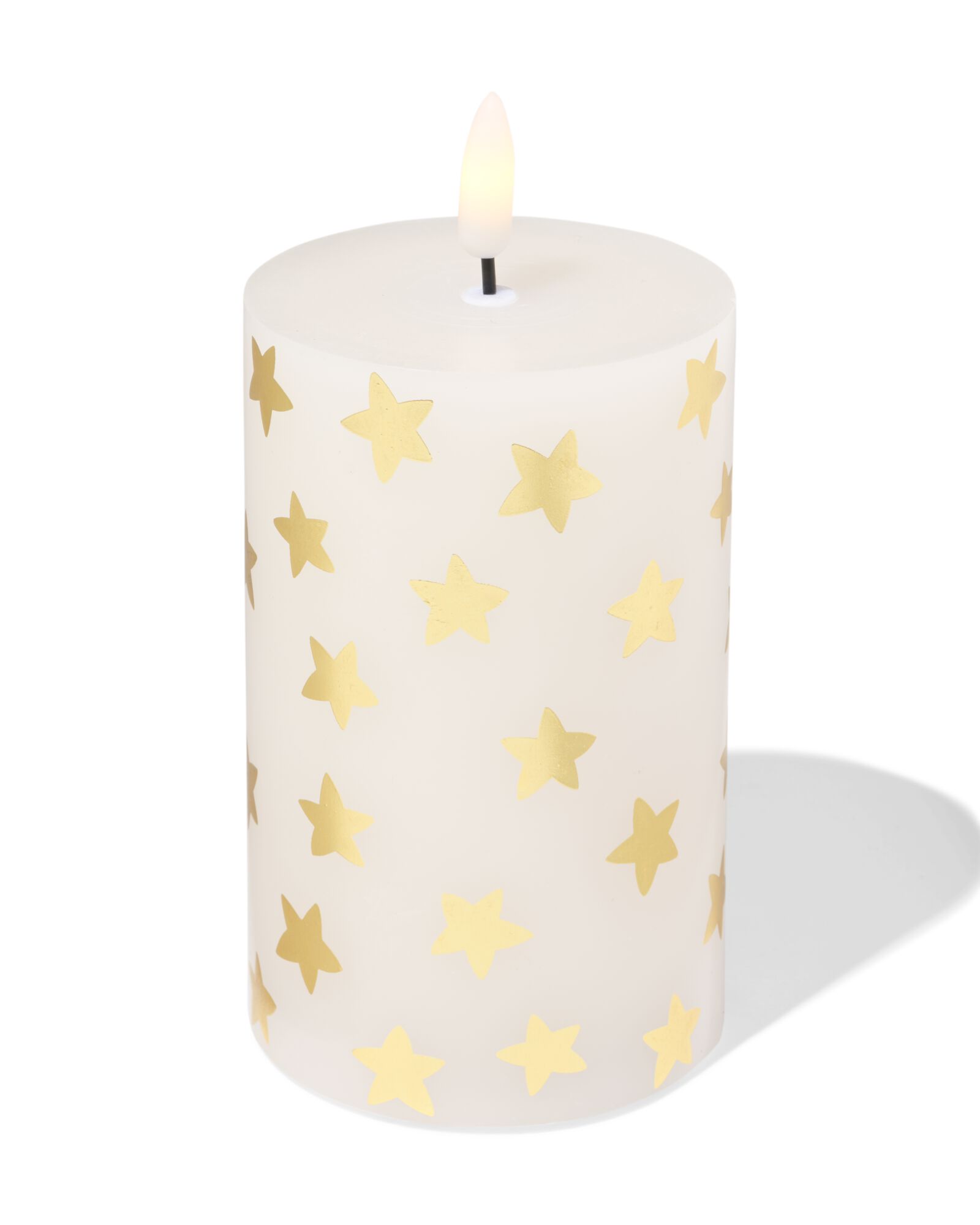 bougie rustique led 7,5x12x7,5 cm étoile blanc - 25500078 - HEMA