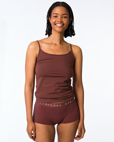 damesboxer katoen everyday tailleband donkerbruin - 19641534DARKBROWN - HEMA