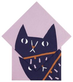 20er-Pack Servietten, Papier, 33 x 33 cm, violett mit Katzen - 25200182 - HEMA
