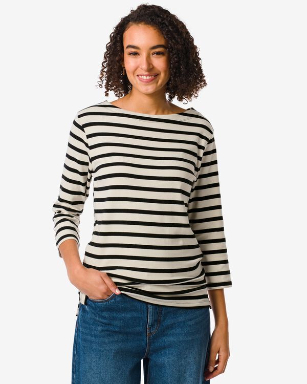 Damen-Shirt Cara, U-Boot-Ausschnitt weiß/scharz weiß/scharz - 36351280WHITEBLACK - HEMA