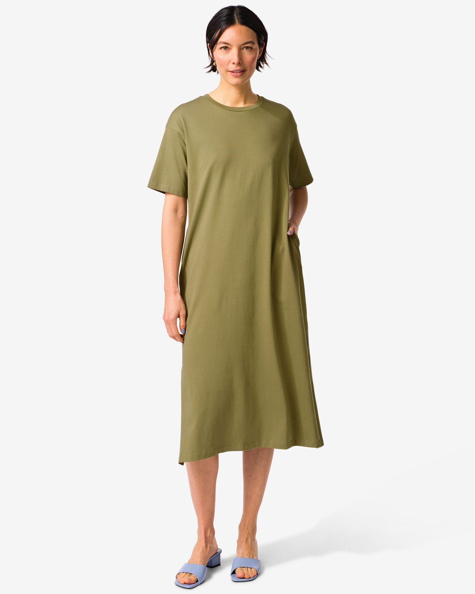 dames T-shirtjurk Larissa relaxed fit jersey groen groen - 36209450GREEN - HEMA