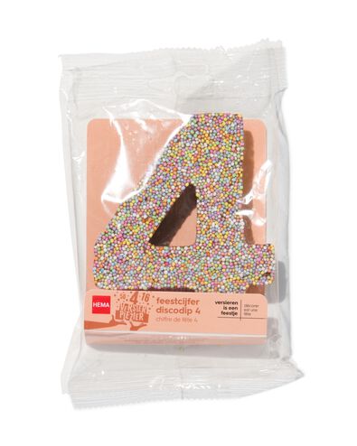 chiffre de f&ecirc;te 4 en chocolat avec perles multicolores - 10360005 - HEMA