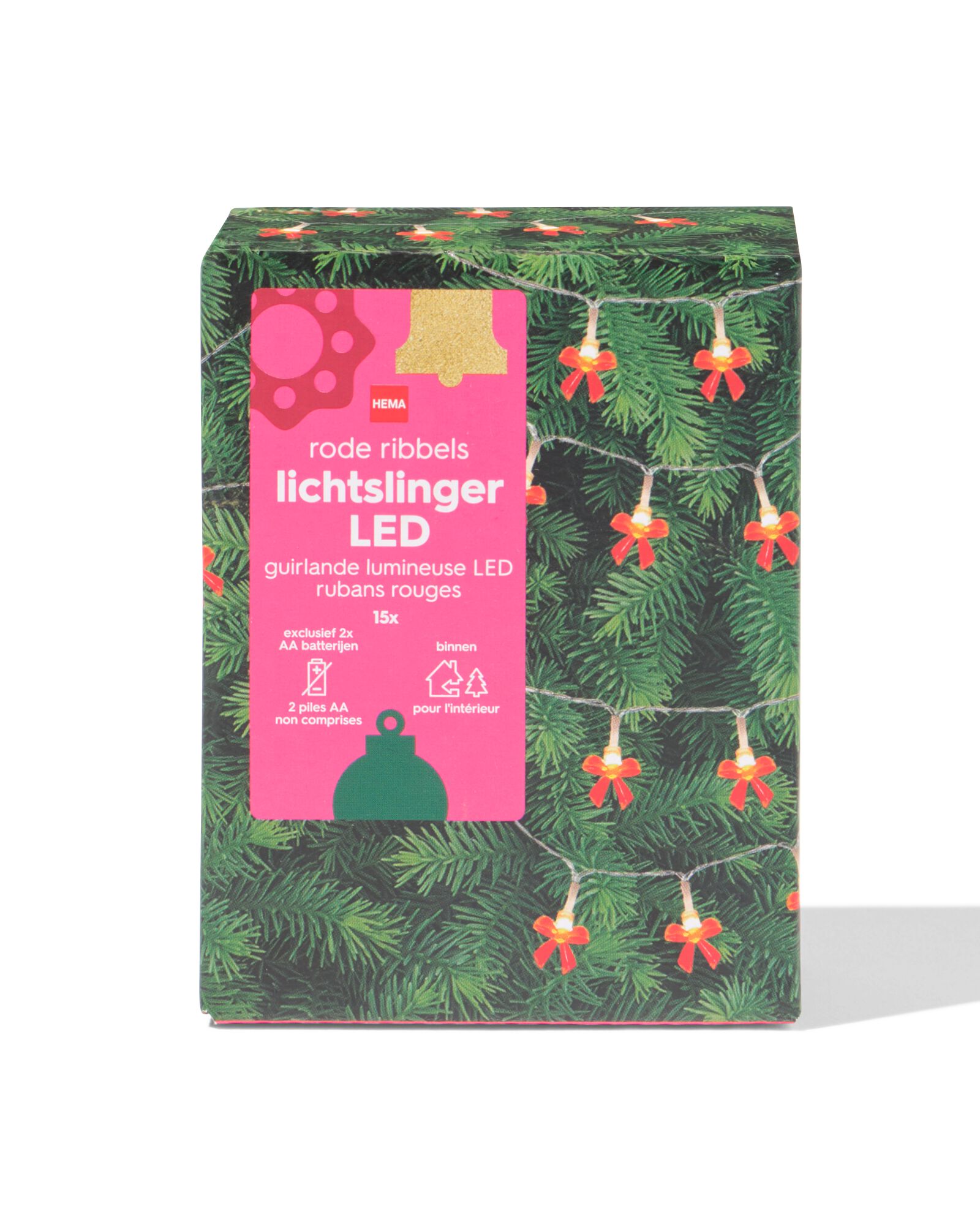 lichtsnoer 1.8m met 15 lampjes strikjes voor binnen - 25500153 - HEMA