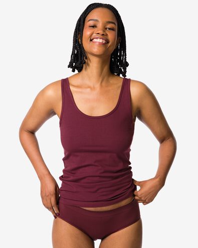 Damen-Hipster nahtlos aus Mikrofaser mit Spitze bordeauxrot - 19611534BURGUNDYRED - HEMA