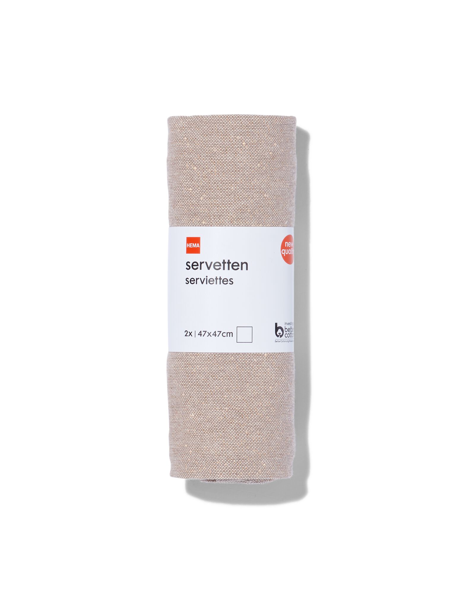 servetten beige met glitters chambray katoen 47x47 - 2 stuks - 5300298 - HEMA