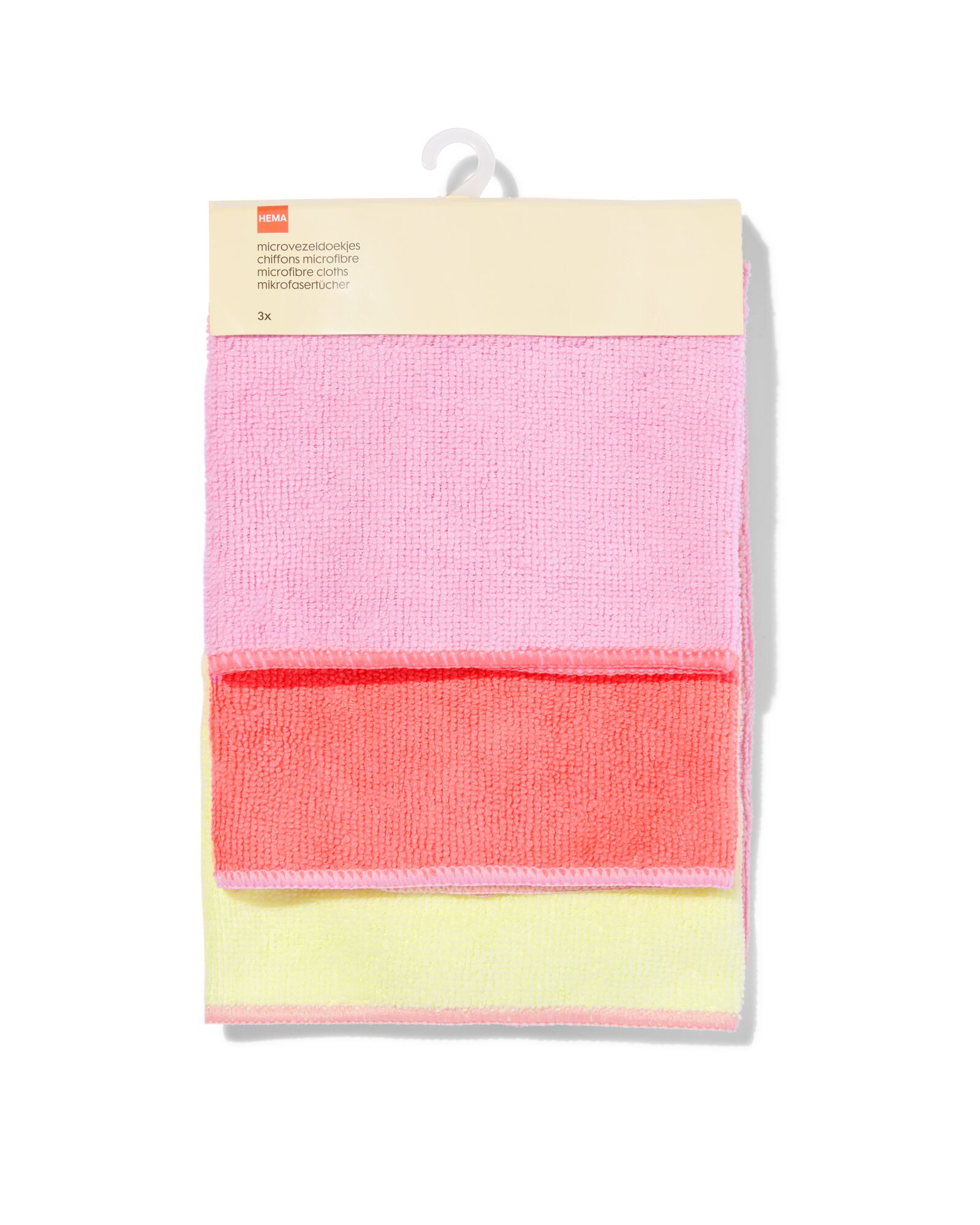 microvezeldoekjes 35x35 roze/geel/oranje - 3 stuks - 20540044 - HEMA