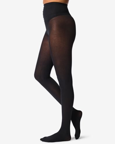 dames kousenbroek 100denier katoen zwart zwart - 4072120BLACK - HEMA