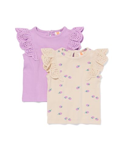 baby T-shirts rib bessen - 2 stuks paars - 33097960PURPLE - HEMA